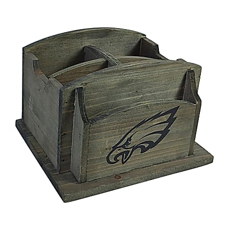 Imperial NFL Rustic Desk Organizer, 8”H x 8-1/2”W x 6-1/2”D, Philadelphia Eagles