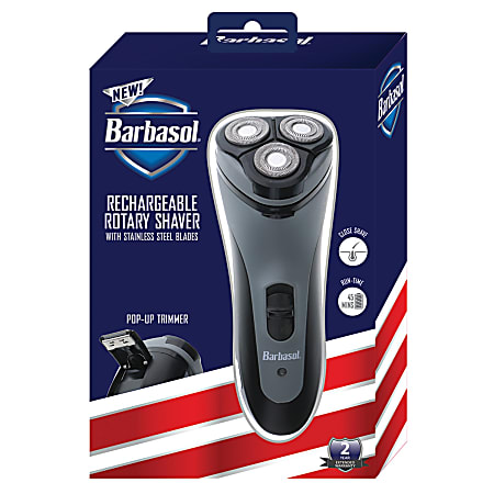 Barbasol Men's Rechargeable Dry Rotary Shaver With Pop-Up Trimmer, Black