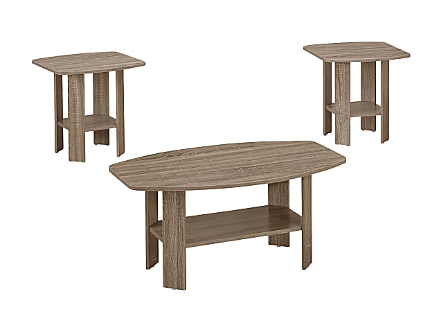 Monarch Specialties 3-Piece Table Set, Rectangle, Dark Taupe