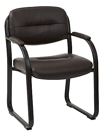 Office Star™ Work Smart™ Bonded Leather Visitor's Chair, Black/Espresso