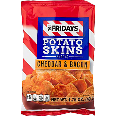 Utz TGI Fridays Cheddar/Bacon Snack Chips - Trans Fat Free, Cholesterol-free, Gluten-free - Cheddar/Bacon - 1.75 oz - 55 / Carton