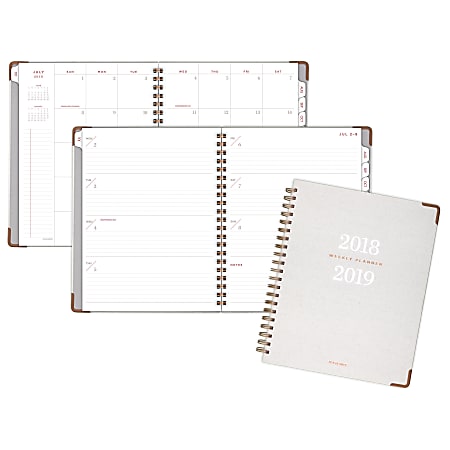 AT-A-GLANCE® Signature Collection™ Hardcover 13-Month Weekly/Monthly Academic Planner, 8 3/4" x 11", Gray, July 2018 To July 2019