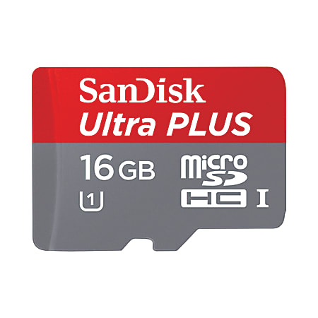 SanDisk Ultra® PLUS MicroSDHC™ Memory Card With Adapter, 16GB