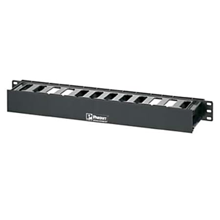 PANDUIT PatchLink Horizontal Cable Manager - Cable Manager - Black - 1U Rack Height - 19" Panel Width