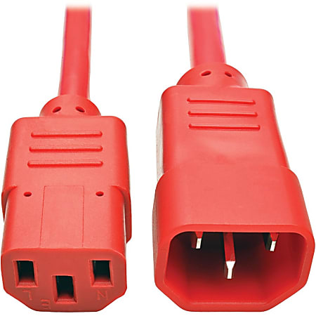 Eaton Tripp Lite Series Heavy-Duty PDU Power Cord, C13 to C14 - 15A, 250V, 14 AWG, 3 ft. (0.91 m), Red - P005003ARD
