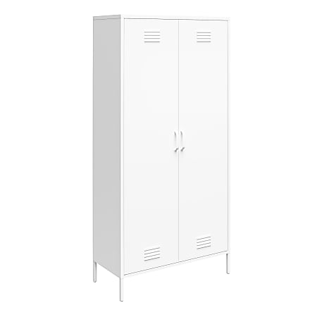 Ameriwood™ Home Mission District Tall 2-Door Metal Locker Cabinet, 72-7/8”H x 35-7/16”W x 15-3/4”D, White