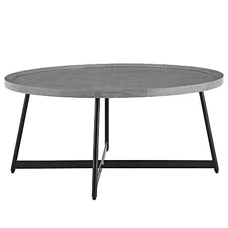 Eurostyle Niklaus Round Coffee Table, 15-1/2”H x 35-1/2”W x 35-1/2”D, Black/Gray