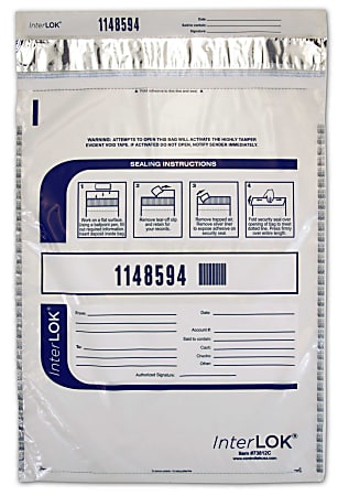 InterLOK Tamper Evident Security Bags, 12" x 16", Clear, Pack Of 500