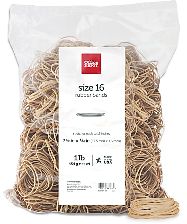 Office Depot® Brand Rubber Bands, #16, 2 1/2" x 1/16", Crepe, 1-Lb Bag