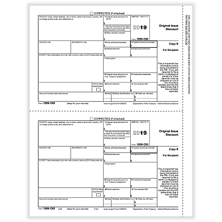 ComplyRight™ 1099-OID Tax Forms, Laser, Recipient Copy B, 8-1/2" x 11", Pack Of 50 Forms