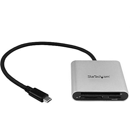 StarTech.com USB 3.0 Flash Memory Multi-Card Reader / Writer with USB-C - SD microSD and CompactFlash Card Reader w/ Integrated USB-C Cable - SD, microSD, MultiMediaCard (MMC), SDHC, SDXC, microSDHC, microSDXC, CompactFlash Type I, CompactFlash Type II