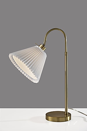 Adesso Thalia Table Lamp, Antique Brass/White Fabric Shade