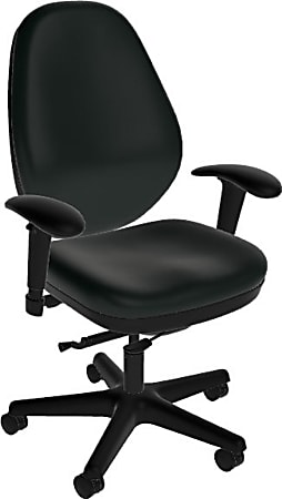 Sitmatic GoodFit Synchron High-Back Chair With Adjustable Arms, Black Polyurethane/Black
