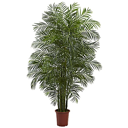Nearly Natural Areca Palm 90”H Plastic UV Resistant Indoor/Outdoor Tree With Pot, 90”H x 55”W x 55”D, Green