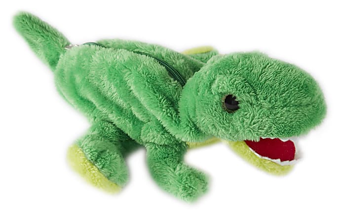 Office Depot® Brand Plush Animal Pencil Pouch, 4" x 11", T-Rex Dinosaur