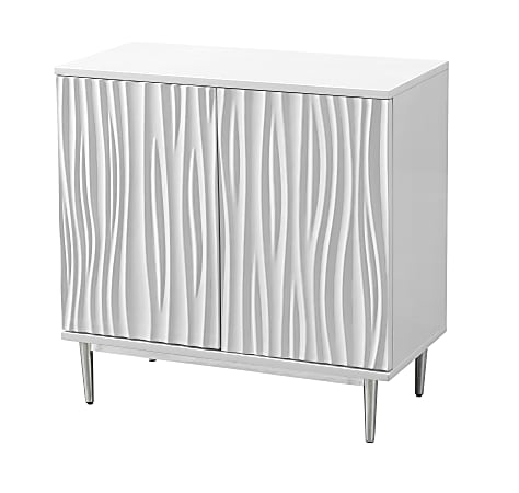 Coast to Coast Jase Storage Console Cabinet, 32"H x 32"W x 16"D, Waves Glossy White