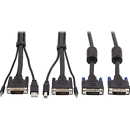 Tripp Lite Dual DVI KVM Cable Kit 3 in 1 DVI USB 3.5mm Audio 3xM/3xM 6ft - 60 MB/s - Supports up to 2560 x 1600 - Black