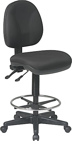 Office Star&trade; Deluxe Ergonomic Fabric Drafting Chair With Back, Black