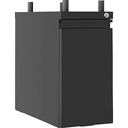 Lorell® Slim 20"D Vertical 1-Drawer Hanging Letter-Size Pedestal Cabinet, Metal, Black