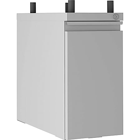 Lorell® Slim 20"D Vertical 1-Drawer Hanging Letter-Size Pedestal Cabinet, Metal, Silver