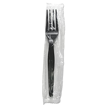 Boardwalk® Heavyweight Wrapped Polystyrene Forks, Black, Pack Of 1000 Forks