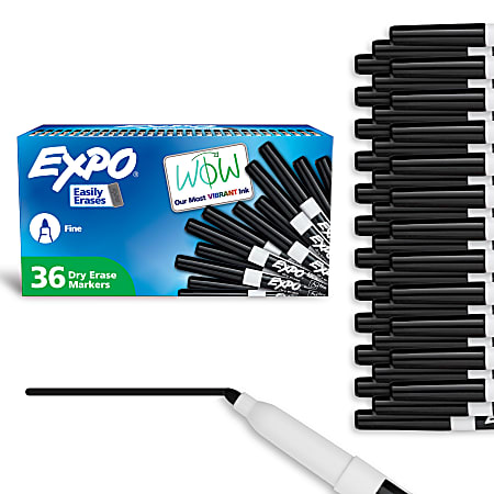 EXPO® Low-Odor Dry-Erase Markers, Fine Point, Black, Pack Of 36