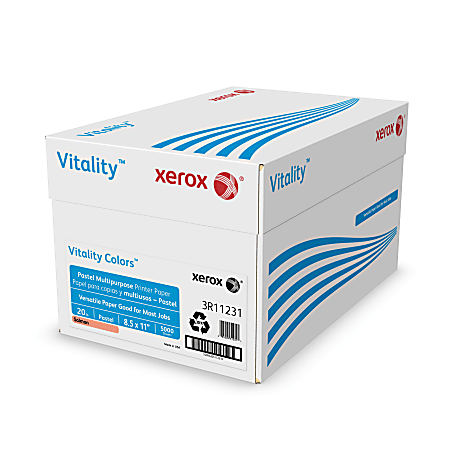 Xerox® Vitality Colors™ Pastel Multi-Use Printer & Copy Paper, 10 Reams, Salmon, Letter (8.5" x 11"), 5000 Sheets Per Case, 20 Lb, 30% Recycled
