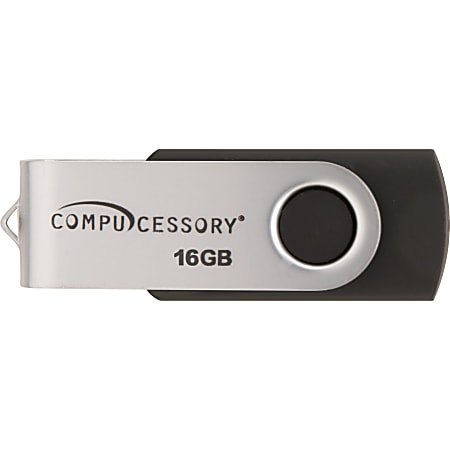 Compucessory 16GB USB 2.0 Flash Drive - 16 GB - USB 2.0 - Silver, Black - 1 Year Warranty - 1 Each Compucessory 16GB USB 2.0 Flash Drive - 16 GB - USB 2.0 - Silver, Black - 1 Year Warranty - 1 Each