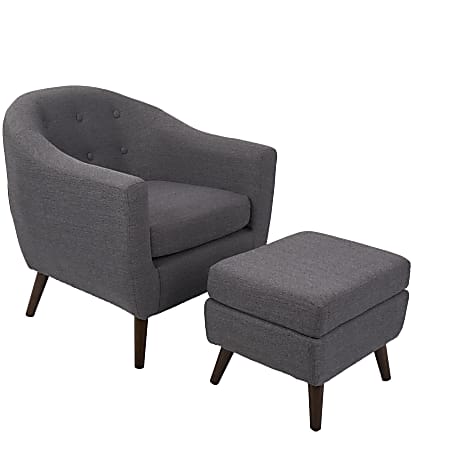 LumiSource Rockwell Accent Chair And Ottoman Set, Natural/Charcoal Gray