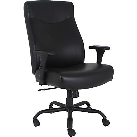 Lorell Executive High-Back Big & Tall Chair - Bonded Leather Seat - Bonded Leather Back - High Back - 5-star Base - Black - Armrest - 1 Each