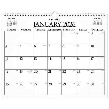 AT-A-GLANCE® 2026 Business Monthly Wall Calendar, Medium, 15" x 12"
