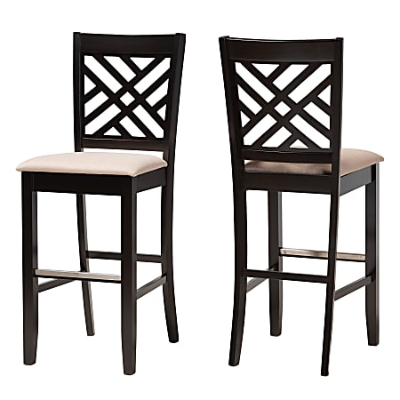 Baxton Studio Jason Bar Stools, Espresso Brown/Sand, Set Of 2 Stools