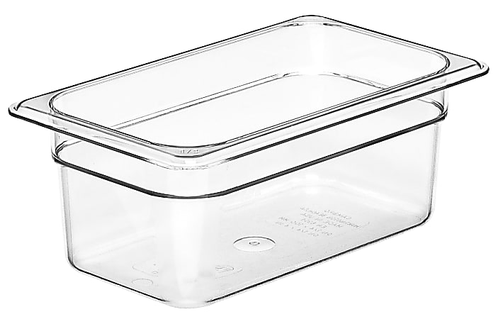 Cambro Camwear GN 1/4 Size 4" Food Pans, 4”H x 6-3/8”W x 10-1/2”D, Clear, Set Of 6 Pans