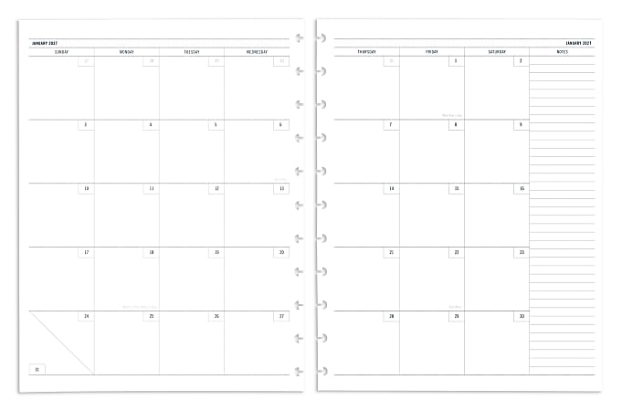 2027 TUL Discbound WeeklyMonthly Planner Refill Pages Letter Size
