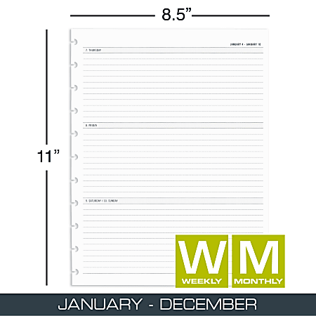 2027 TUL Discbound WeeklyMonthly Planner Refill Pages Letter Size