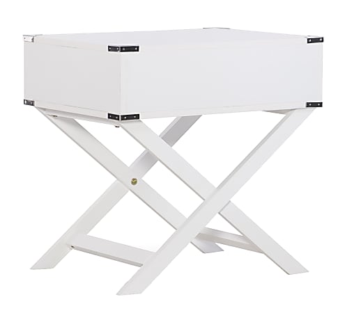 Linon Ari X-Base Accent Table, Square, White
