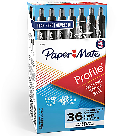 Profile Ballpoint Pen Value Pack, Retractable, Bold 1.4 mm, Black Ink, Translucent Black Barrel, 36/Box