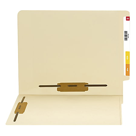 Smead® End-Tab Folders With 2 Fasteners, Straight Cut, Letter Size, Manila, Pack Of 50