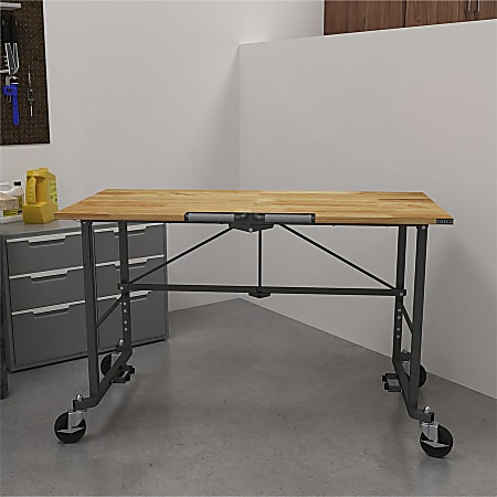 Cosco Smartfold Portable Workbench - Hardwood Top, 400 Lb Capacity, Folding Design With Wheels - View #2