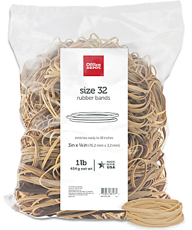 Office Depot® Brand Rubber Bands, #32, 3" x 1/8", Crepe, 1-Lb Bag