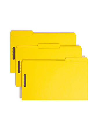 Smead® Classification Folders With Prong Fasteners, 1/3 Cut, Legal Size, Yellow, Pack Of 50