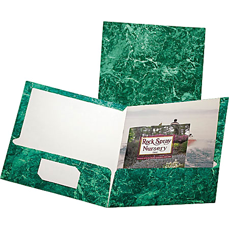 Oxford® Marble Twin-Pocket Portfolios, Emerald Green, Box Of 25