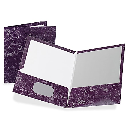 Oxford® Marble Twin-Pocket Portfolios, Deep Purple, Box Of 25