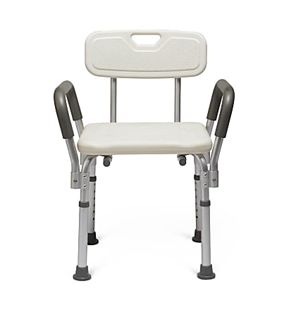 Medline Aluminum Bath Bench, Knockdown With Arms And Back, White