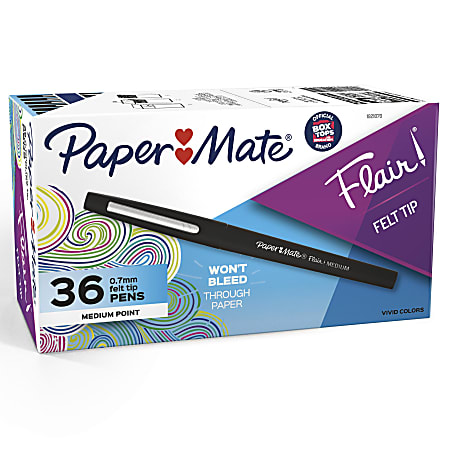 Paper Mate Flair Felt Tip Pens, Medium Point (0.7mm), Black