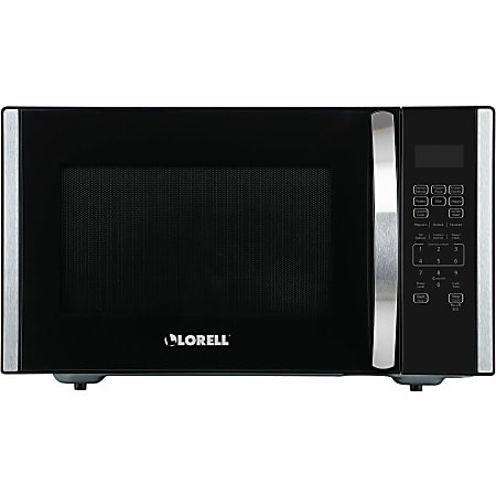 Lorell Microwave Single 1.6 ft Capacity Microwave 11 Power Levels FuseMetal Countertop Black Silver