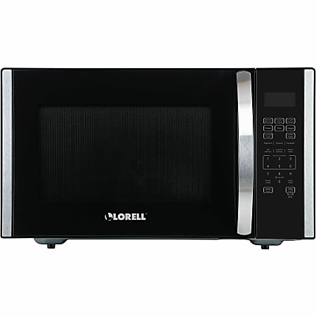 Lorell Microwave - Single - 1.6 ft³ Capacity - Microwave - 11 Power Levels - FuseMetal - Countertop - Black, Silver