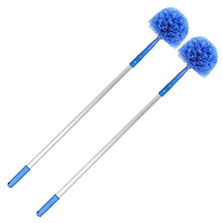 Gritt Commercial Cobweb Duster Brush With Telescopic Pole, 6-11/16" Brush/6' Pole, Blue, Pack Of 2