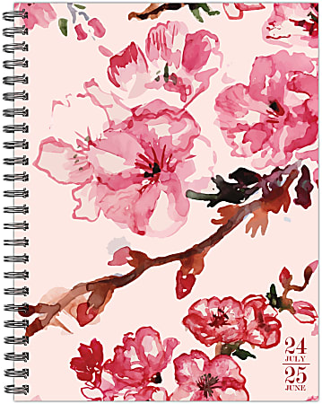 2024-2025 Willow Creek Press Weekly/Monthly Planner, 6-1/2" x 8-1/2", Cherry Blossom Floral, July To June, 47439