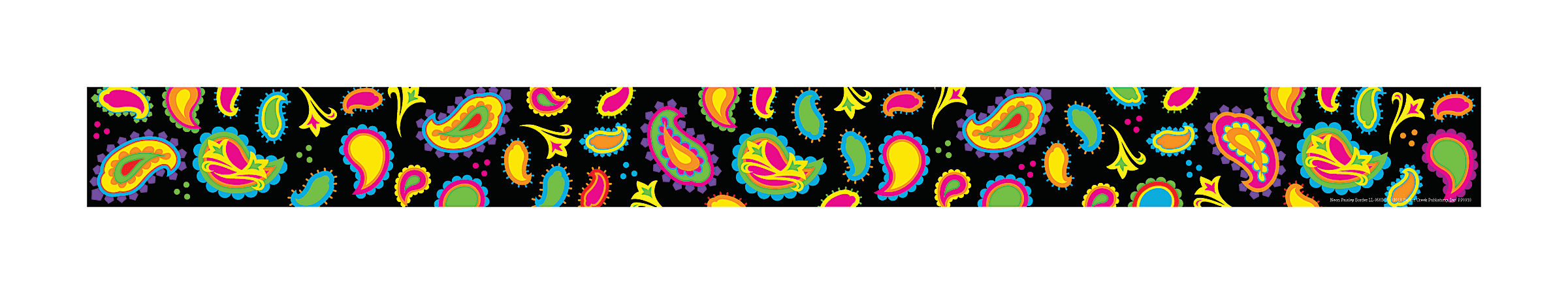 Barker Creek Straight-Edge Borders, 3" x 35", Neon Paisley, Pack Of 12